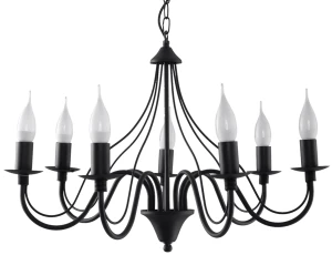 Lampa wisząca Sollux MINERWA 7 czarna 7xE14 wys.80cm