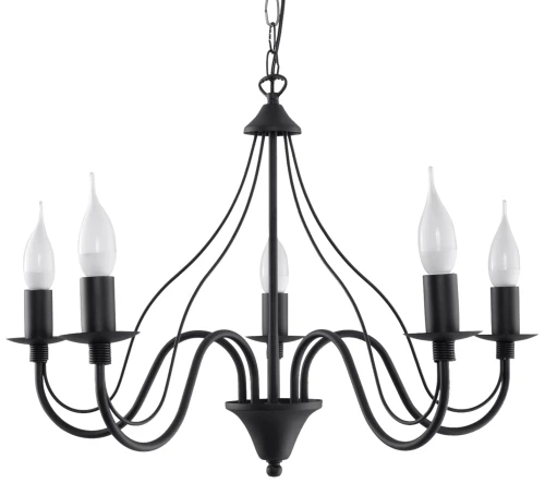 Lampa wisząca MINERWA 5 czarna 5xE14 wys.80cm