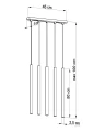 Lampa wisząca PASTELO 5 czarna 5xG9 wys.90cm