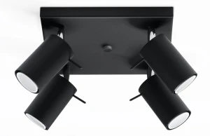 Plafon Sollux RING 4 czarny GU10 szer.25cm