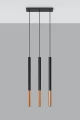 Lampa wisząca MOZAICA 3L czarna/miedź 3xG9 wys.90cm