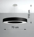 Lampa wisząca Sollux SATURNO SLIM 70 czarna E27 śr.70cm wys.102cm