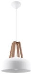 Lampa wisząca Sollux CASCO biała/naturalne drewno E27