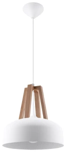 Lampa wisząca Sollux CASCO biała/naturalne drewno E27