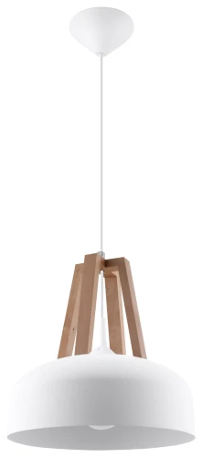 Lampa wisząca Sollux CASCO biała/naturalne drewno E27