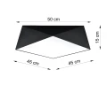 Plafon HEXA 45 czarny 3xE27 szer.50cm