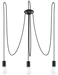 Lampa wisząca Sollux EDISON 3 czarna E27 wys.150cm