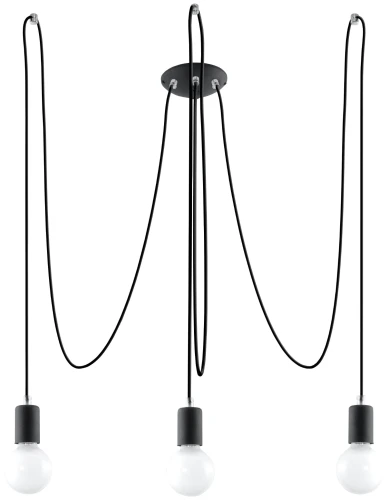 Lampa wisząca Sollux EDISON 3 czarna E27 wys.150cm