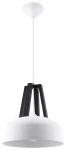 Lampa wisząca Sollux CASCO biała/czarne drewno 1xE27 wys.85cm