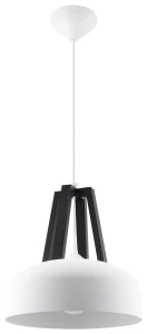 Lampa wisząca Sollux CASCO biała/czarne drewno 1xE27 wys.85cm