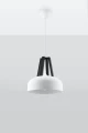 Lampa wisząca CASCO biała/czarne drewno 1xE27 wys.85cm