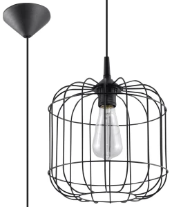 Lampa wisząca Sollux CELTA czarna 1xE27 wys.95cm
