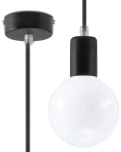 Lampa wisząca Sollux EDISON czarna E27 wys.106cm