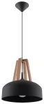 Lampa wisząca Sollux CASCO czarna/naturalne drewno E27