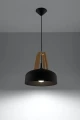 Lampa wisząca CASCO czarna/naturalne drewno E27