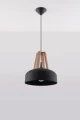 Lampa wisząca CASCO czarna/naturalne drewno E27
