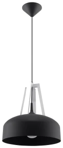 Lampa wisząca Sollux CASCO czarno/białe drewno E27