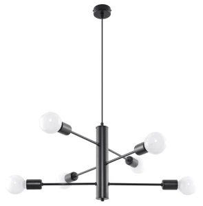 Lampa wisząca Sollux DUOMO 6 czarna 6 E27 wys.85 cm