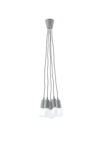 Lampa wisząca Sollux DIEGO 5 szara E27 wys.90cm