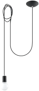 Lampa wisząca Sollux EDISON 1 LONG czarna E27 wys.150cm