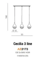 Lampa wisząca CECILIA 3 LINE srebrna 3xG9 wys.150cm