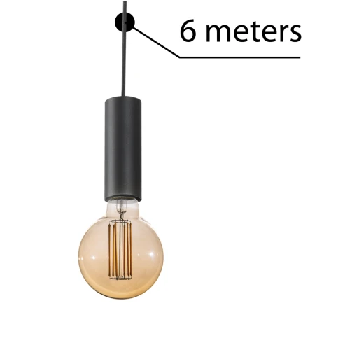 Lampa wisząca ZIKO 6 METERS czarna 1xE27 wys.610cm