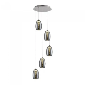 Lampa wisząca Brilliant METROPOLIS czarna 5xLED wys.180cm