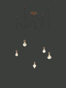 Lampa wisząca Trio CORD 310100562 miedziana 5xE27 wys.150cm