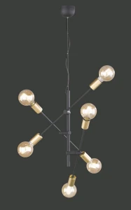 Lampa wisząca Trio CROSS 306700632 czarna 6xE27 wys.150cm