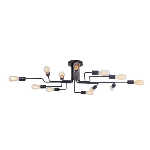 Plafon GILBERT T532CL-12B czarny 12xE27 szer.123cm