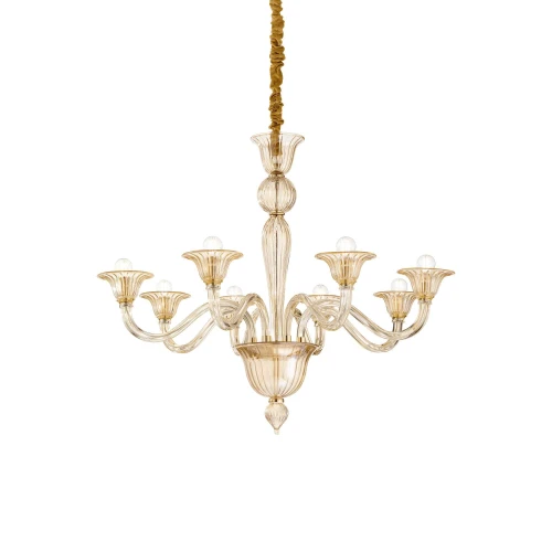 Lampa wisząca BRIGITTA SP8 bursztynowa 8xE14 wys.90cm