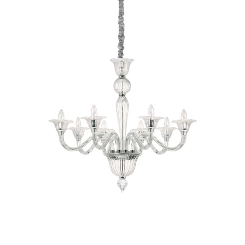 Lampa wisząca BRIGITTA SP8 transparentny srebrna 8xE14 wys.90cm