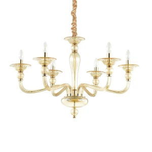 Lampa wisząca Ideal Lux DANIELI SP6 bursztynowy 6xE14 wys.70cm