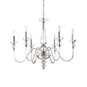 Lampa wisząca Ideal Lux DOGE SP6 srebrna 6xE14 wys.70cm