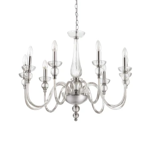 Lampa wisząca Ideal Lux DOGE SP9 srebrna 9xE14 wys.70cm
