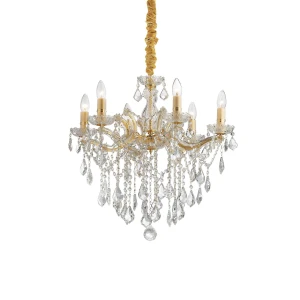 Lampa wisząca Ideal Lux FLORIAN SP6 mosiądz 6xE14 wys.77cm