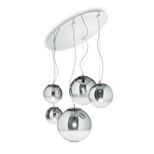 Lampa wisząca Ideal Lux MAPA FADE SP5 srebrna 5xE27 wys.35cm