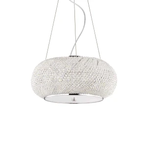 Lampa wisząca Ideal Lux PASHA SP6 srebrna 6xE14 wys.25cm