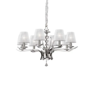 Lampa wisząca Ideal Lux PEGASO SP8 srebrna 8xE14 wys.66cm