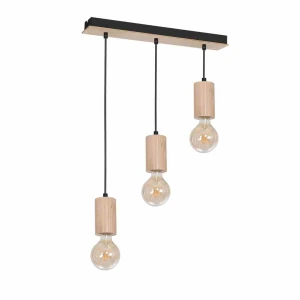 Lampa wisząca LINES 3xE27 naturalne drewno