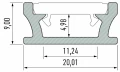 Lampa techniczna SREBRNY TYP T 2m + Klosz mleczny