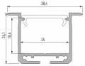 Profil aluminiowy SREBRNY TYP K 2m + Klosz mleczny, sprężyna montażowa