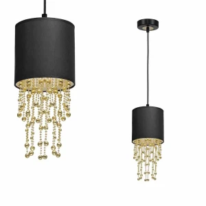 Lampa wisząca ALMERIA 1xE27 czarno/złoty