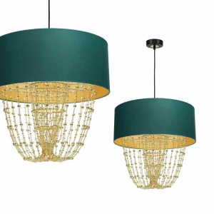 Lampa wisząca ALMERIA 1xE27 zielono/złoty