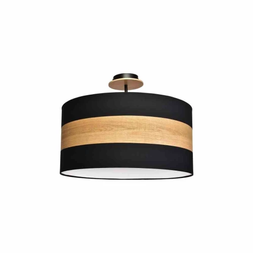 Plafon TERRA czarny/naturalne drewno 3xE27 szer.50cm