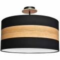 Plafon TERRA czarny/naturalne drewno 3xE27 szer.50cm