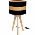 Lampa stołowa TERRA 1xE27 czarny/naturalne drewno
