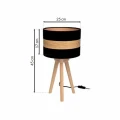 Lampa stołowa TERRA 1xE27 czarny/naturalne drewno